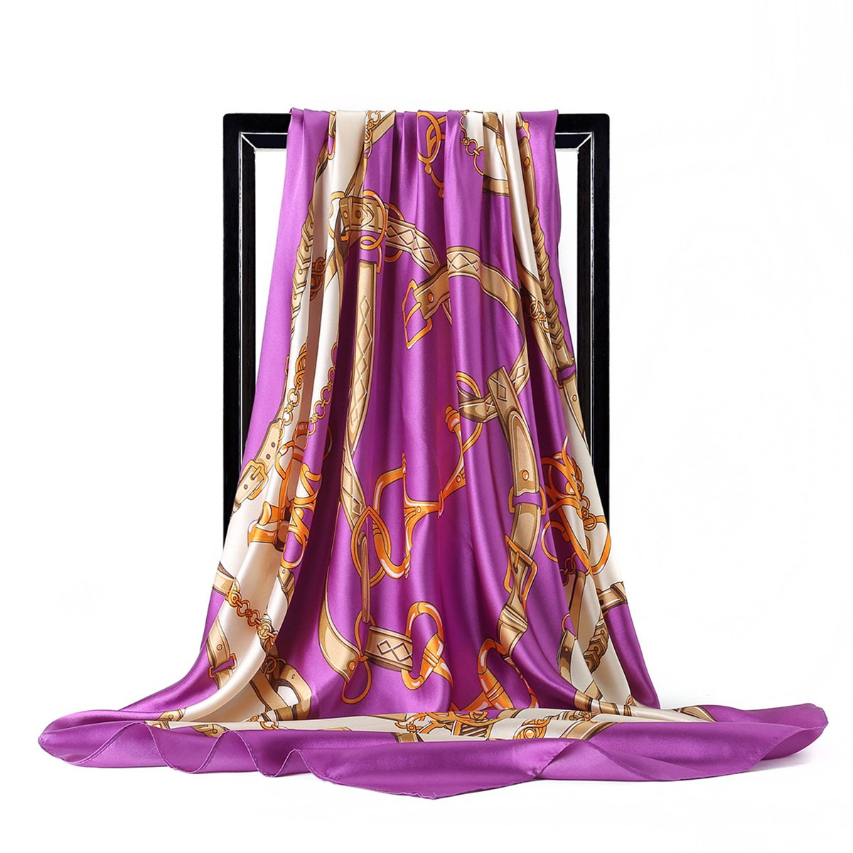 90*90 Cm Women Long Shawl Luxury Silk Scarf Women Square Chain Belt Style Neck Scarf Print Adult Plain Summer Scarf Top High JH