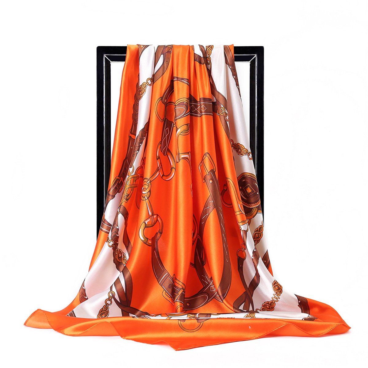 90*90 Cm Women Long Shawl Luxury Silk Scarf Women Square Chain Belt Style Neck Scarf Print Adult Plain Summer Scarf Top High JH