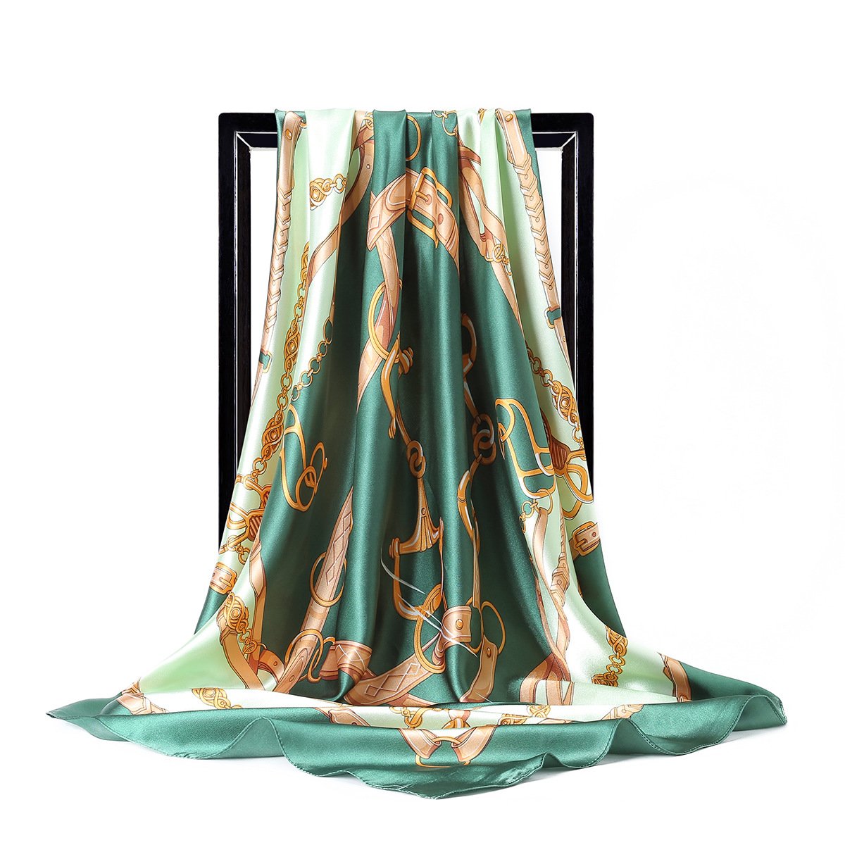 90*90 Cm Women Long Shawl Luxury Silk Scarf Women Square Chain Belt Style Neck Scarf Print Adult Plain Summer Scarf Top High JH