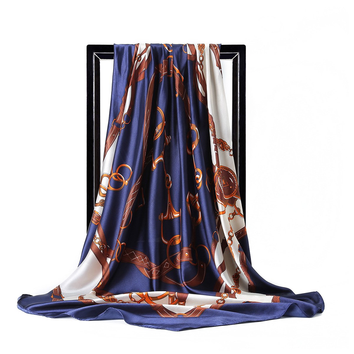90*90 Cm Women Long Shawl Luxury Silk Scarf Women Square Chain Belt Style Neck Scarf Print Adult Plain Summer Scarf Top High JH