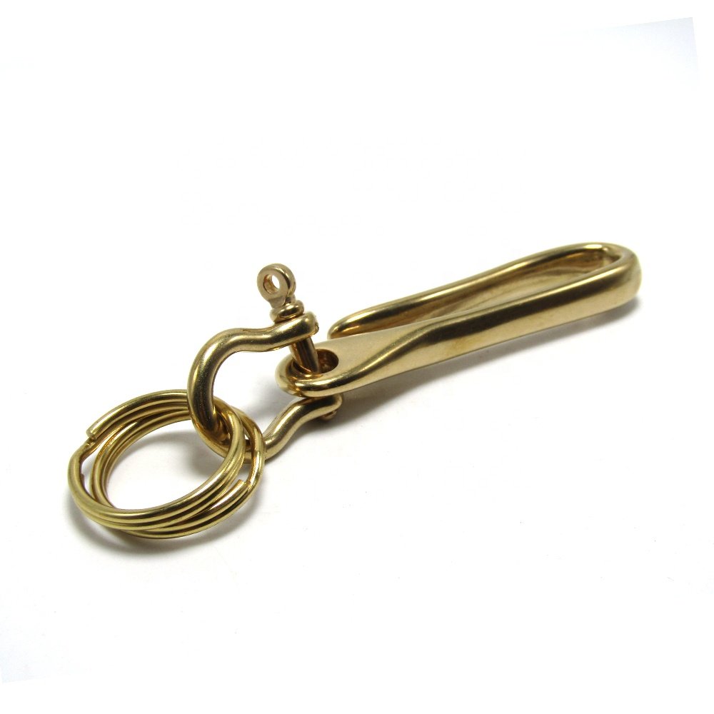 Belt U Hook Brass Keychain Fob Clip Retro Vintage Key Ring Wallet Chain Hook with Bow shackle Hook