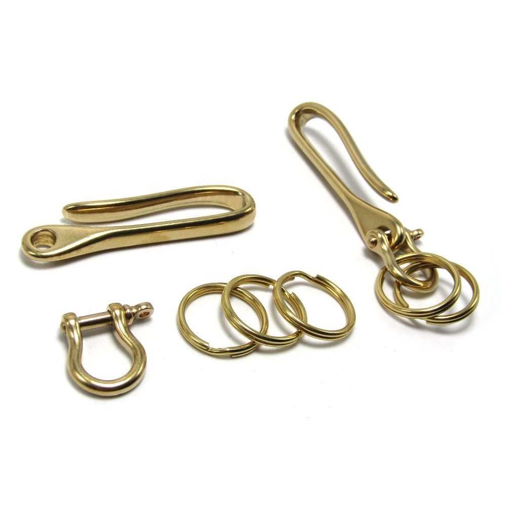 Belt U Hook Brass Keychain Fob Clip Retro Vintage Key Ring Wallet Chain Hook with Bow shackle Hook