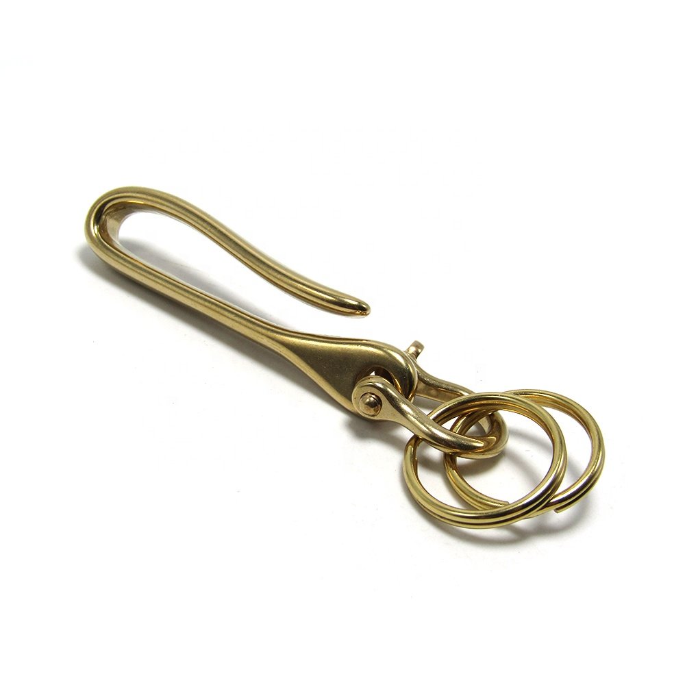 Belt U Hook Brass Keychain Fob Clip Retro Vintage Key Ring Wallet Chain Hook with Bow shackle Hook