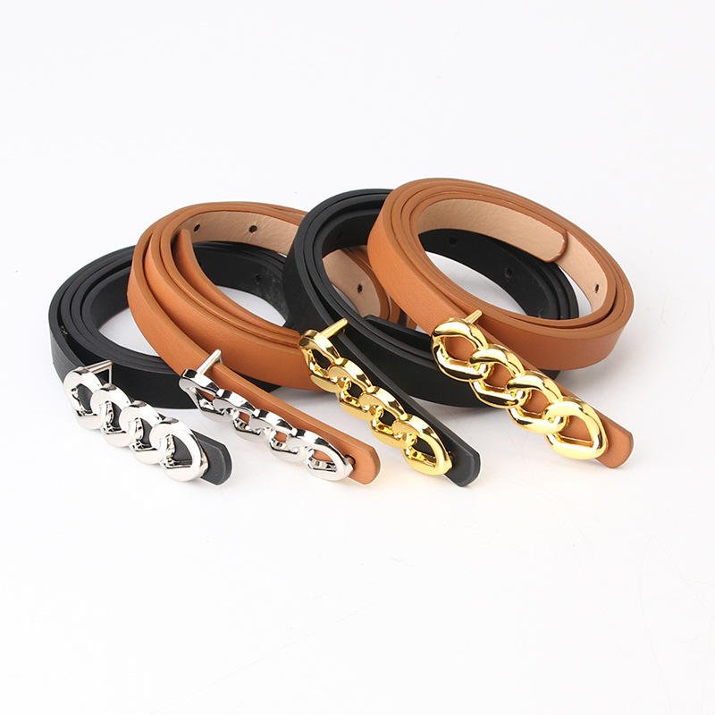 Factory Sale Spot Hip Hop Multicolor Choice Belt Ladies Fashion Versatile Dress Jeans Belt Chain Thin Belt Decoration
