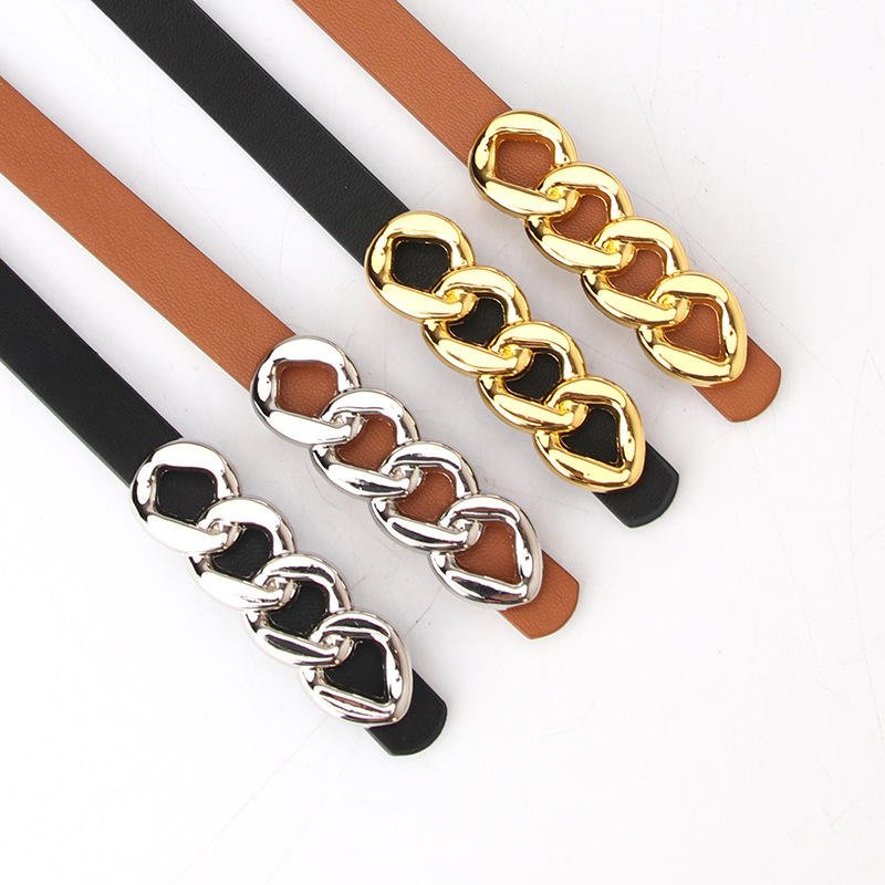 Factory Sale Spot Hip Hop Multicolor Choice Belt Ladies Fashion Versatile Dress Jeans Belt Chain Thin Belt Decoration