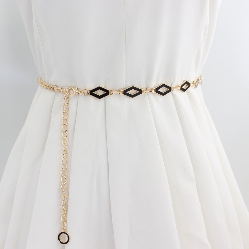 Lady Square Turquoise Stone Concho Retro Metal Belt Body Chain Jewelry Waist Belts for women Double Face
