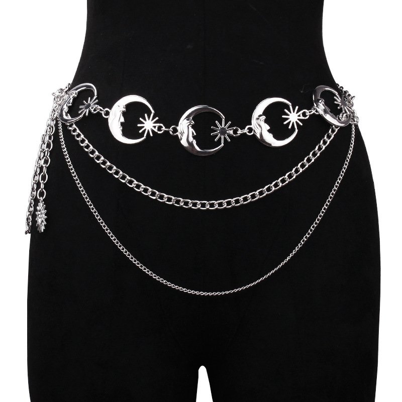 Adjustable waist chain women's metal sunflower belt body chain European and American atmospheric dress waist ornamentsain