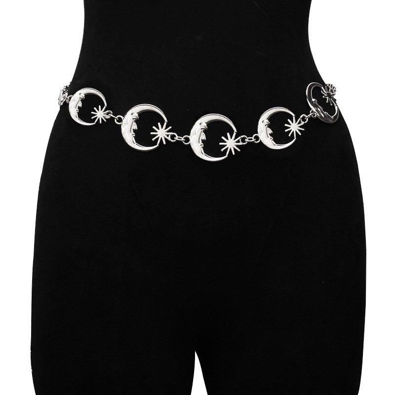 Adjustable waist chain women's metal sunflower belt body chain European and American atmospheric dress waist ornamentsain
