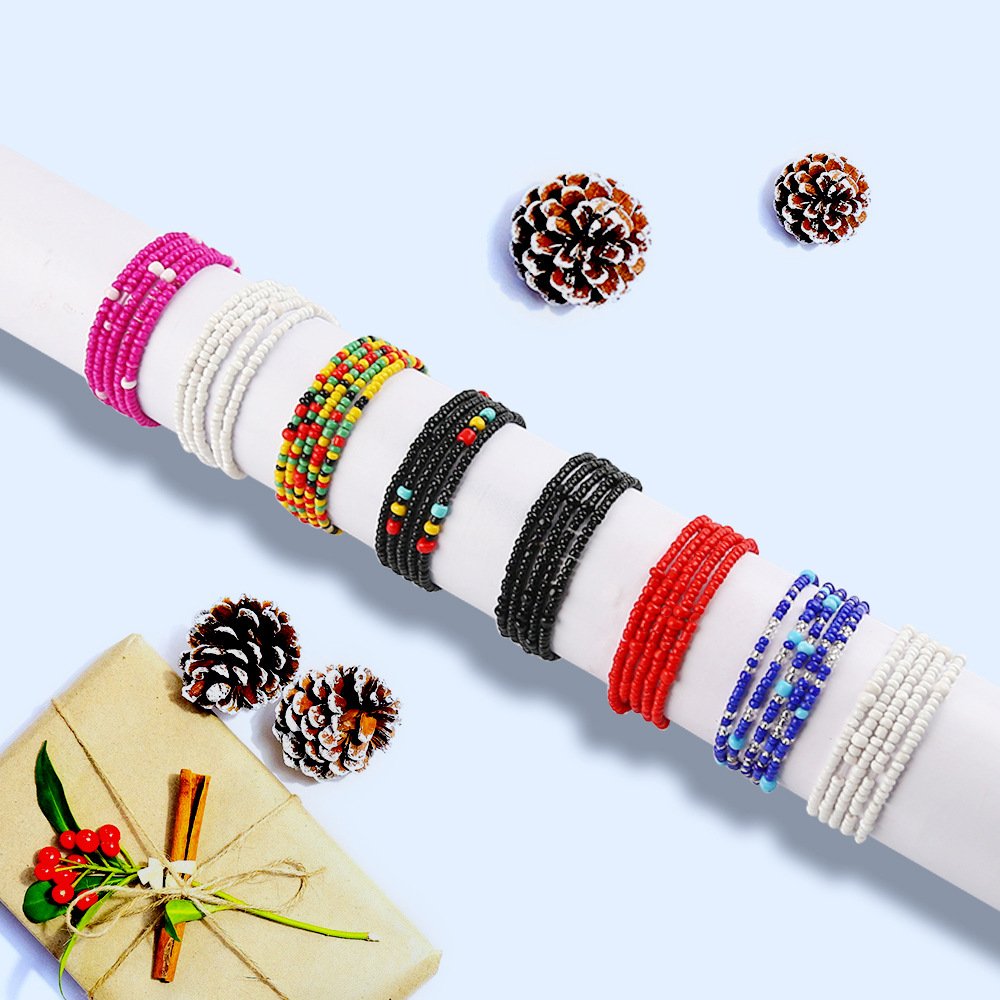 Promotional Gifts African Women Designer Waist Beads Belly Chain Body Jewelry Gift Bohemian 80cm Elastic Rice Bead Waist Chain