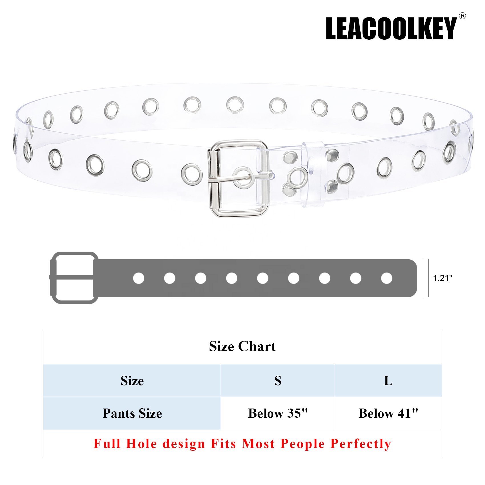 Alloy Belt Buckle Transparent Metal Hole Fashion Chain Belt Pu Design Waist Belt