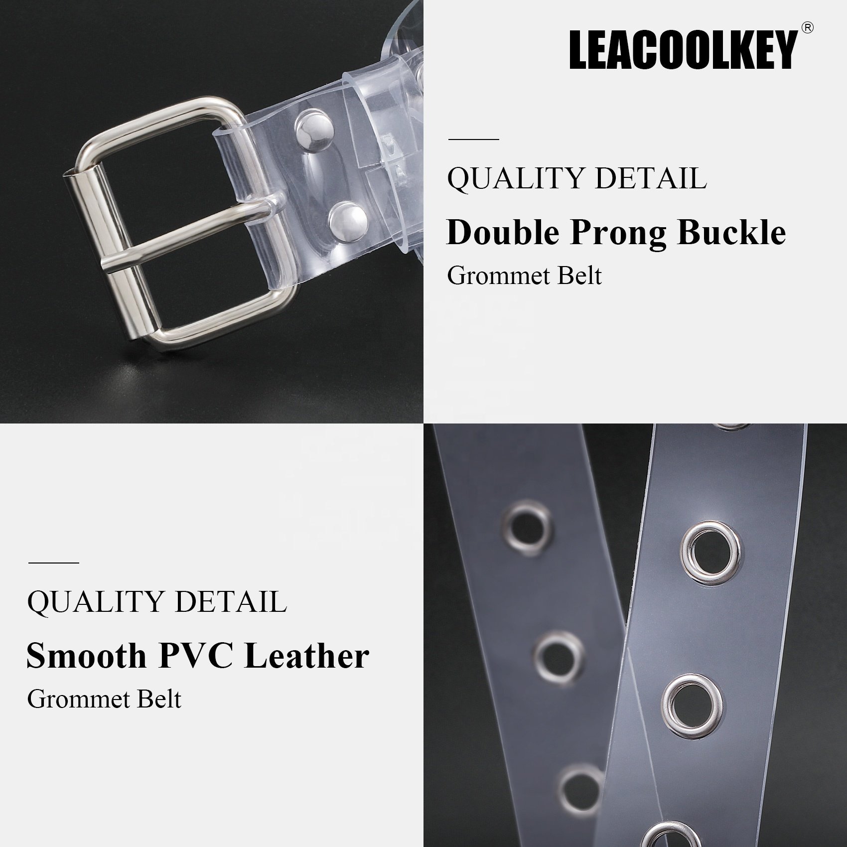 Alloy Belt Buckle Transparent Metal Hole Fashion Chain Belt Pu Design Waist Belt
