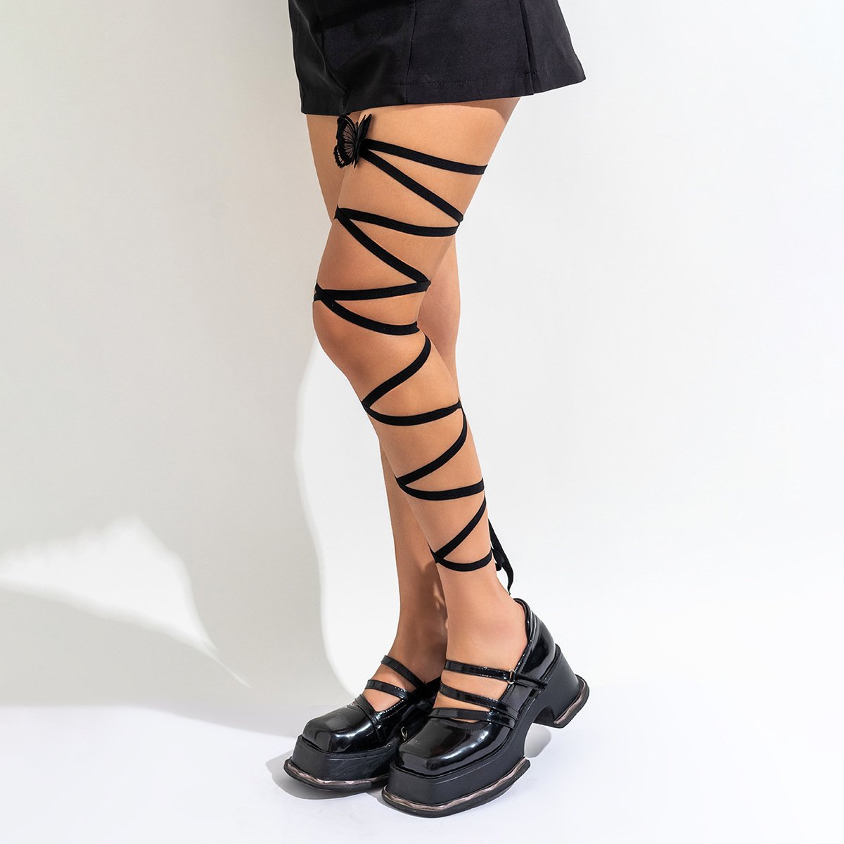 Sexy Butterfly Bandage Elastic Band Leg Thigh Cross Chains Women Adjustable Stockings Garter Belt Lingerie Body Jewelry(BDJ003)