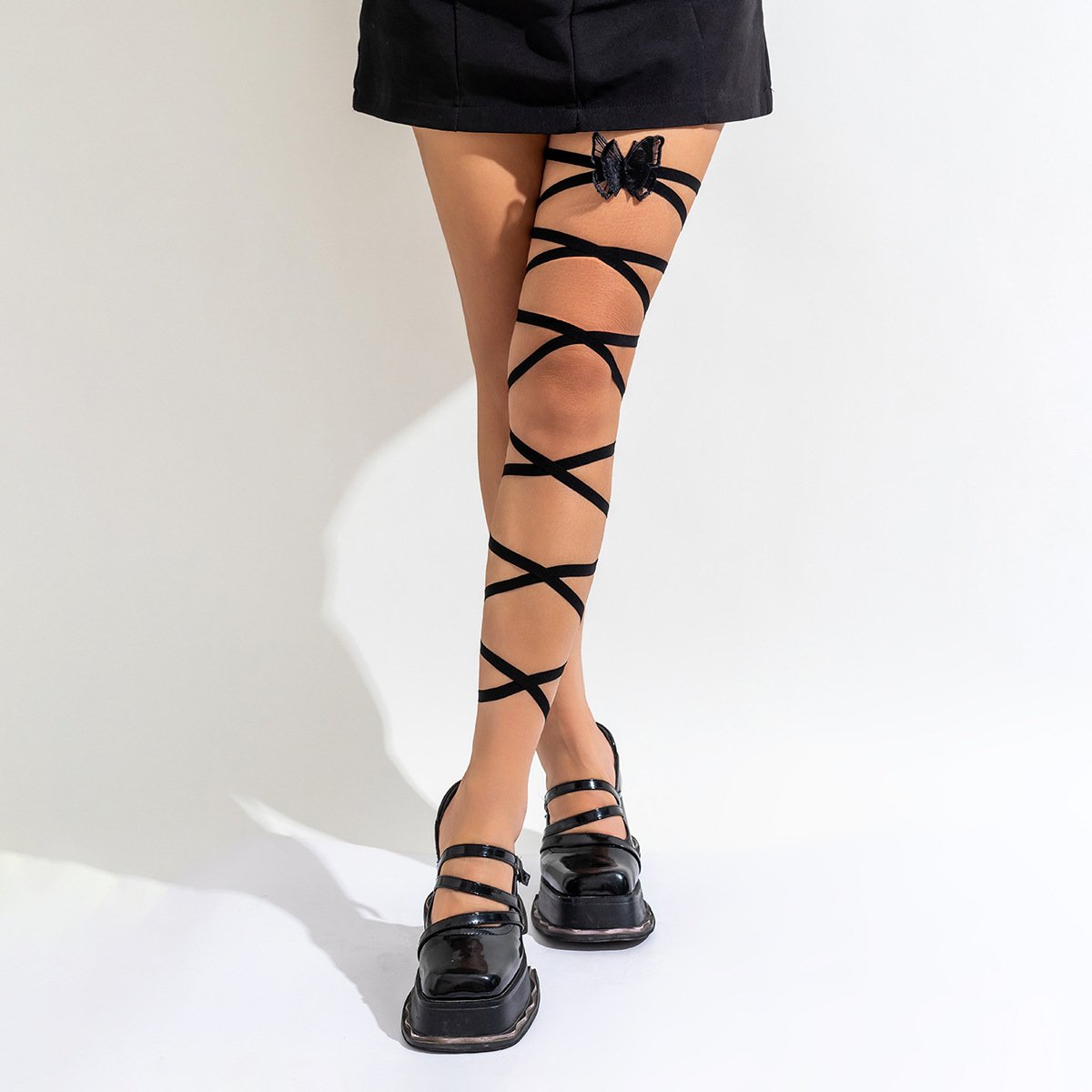 Sexy Butterfly Bandage Elastic Band Leg Thigh Cross Chains Women Adjustable Stockings Garter Belt Lingerie Body Jewelry(BDJ003)