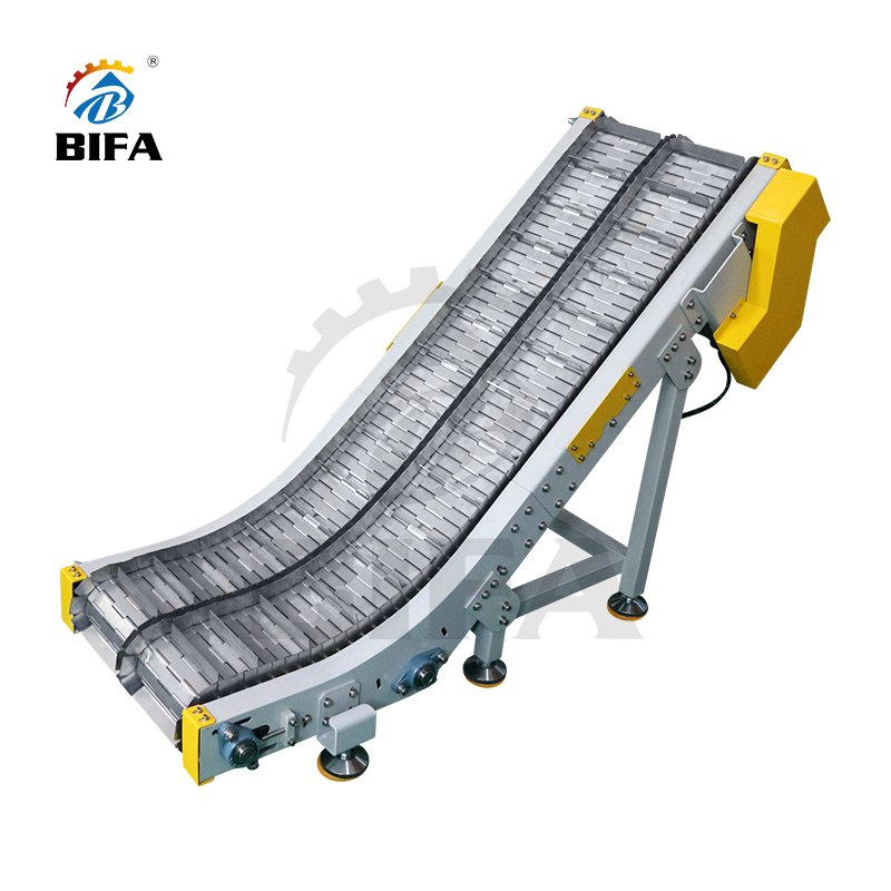 Bifa Heavy-duty Transform Stainless Steel 0/90/180 Degree Curved Slat Chain Turning Belt Conveyor