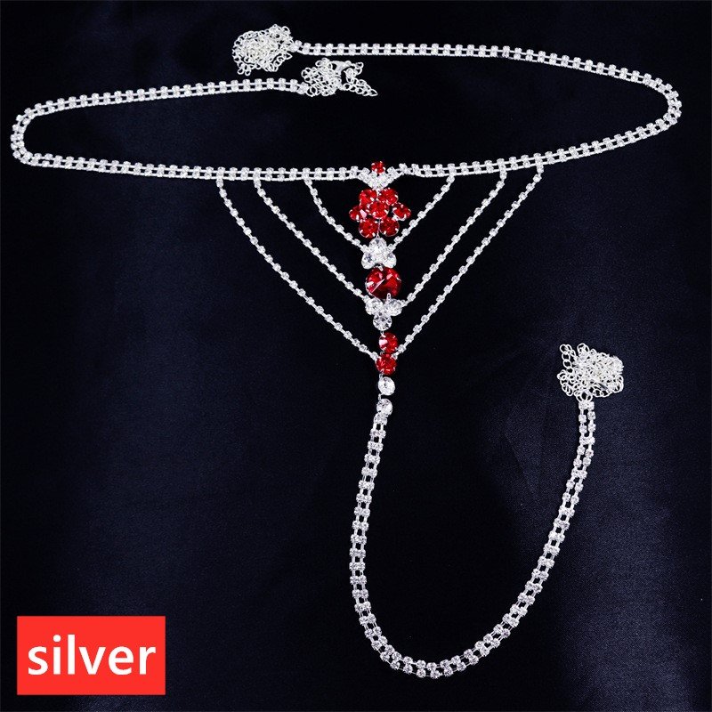 Dainty Fashion Sparkling Rhinestone T Shape Body Chain Body Accessories Glittering Crystal Diamond Belly Underwear Waist Chain