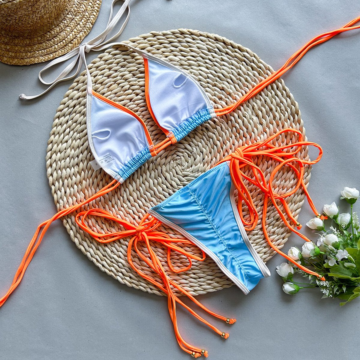 STOCK Two Colors With Pad Trend Scrunch Butt Brazilian Bikini Set Women Two Pieces Swimwear