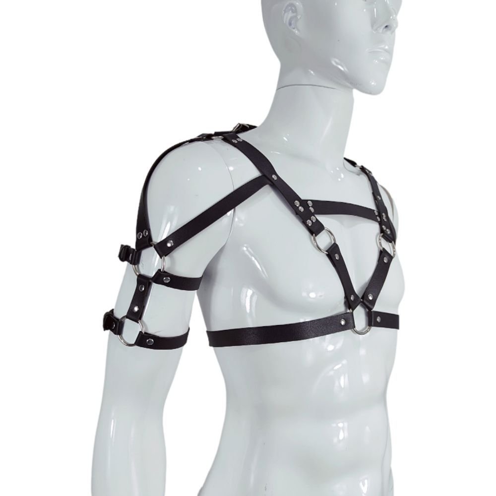 Women's men's Punk Waist Belt Body Chain Gothic Black Leather Chest Harness Adjustable with Buckles and O-Rings Costume Costume