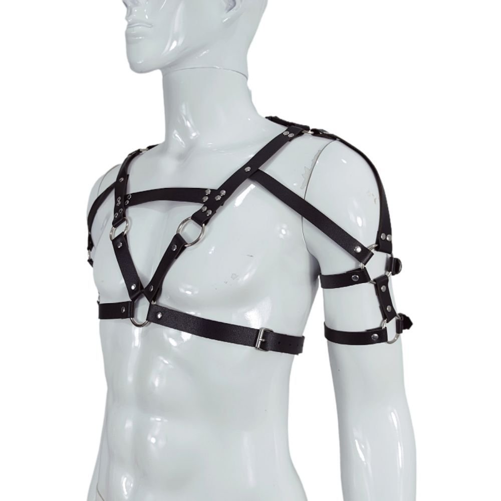 Women's men's Punk Waist Belt Body Chain Gothic Black Leather Chest Harness Adjustable with Buckles and O-Rings Costume Costume