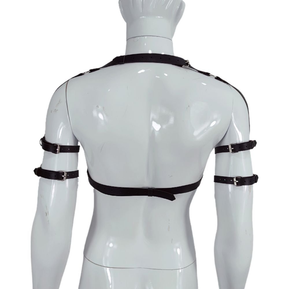 Women's men's Punk Waist Belt Body Chain Gothic Black Leather Chest Harness Adjustable with Buckles and O-Rings Costume Costume