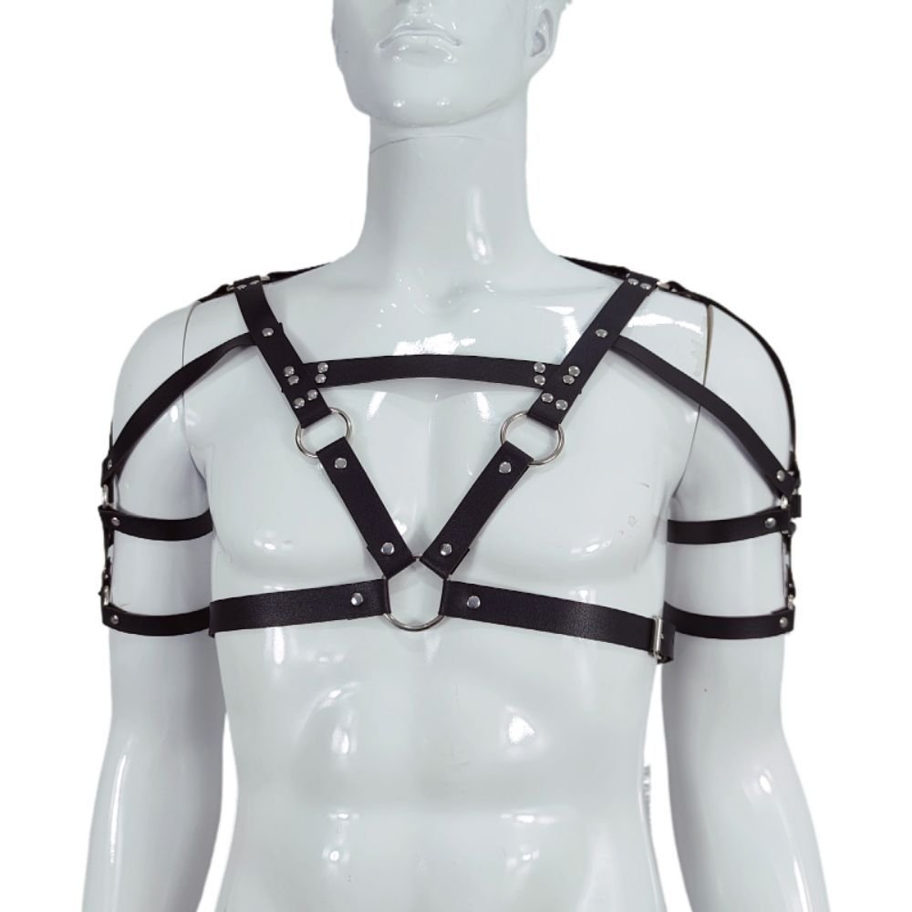 Women's men's Punk Waist Belt Body Chain Gothic Black Leather Chest Harness Adjustable with Buckles and O-Rings Costume Costume