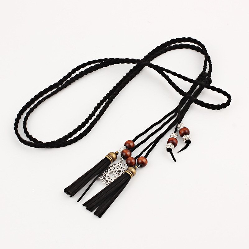 Big Size High Quality Braided Belt Rope Waist Chain Female Tassel Cotton Belt