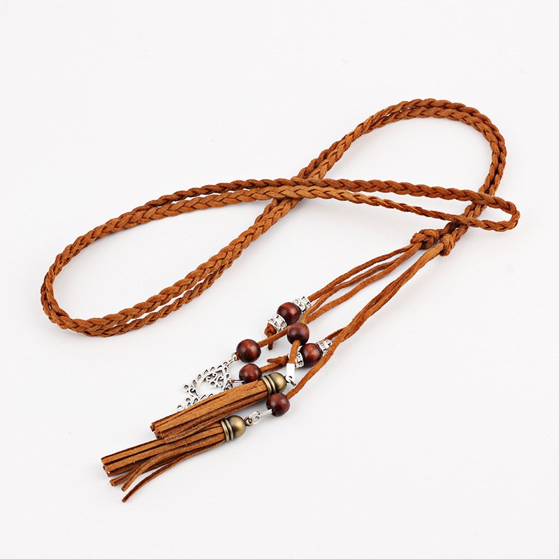 Big Size High Quality Braided Belt Rope Waist Chain Female Tassel Cotton Belt