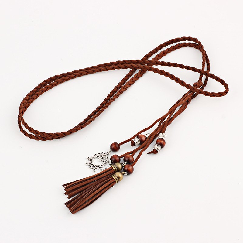Big Size High Quality Braided Belt Rope Waist Chain Female Tassel Cotton Belt