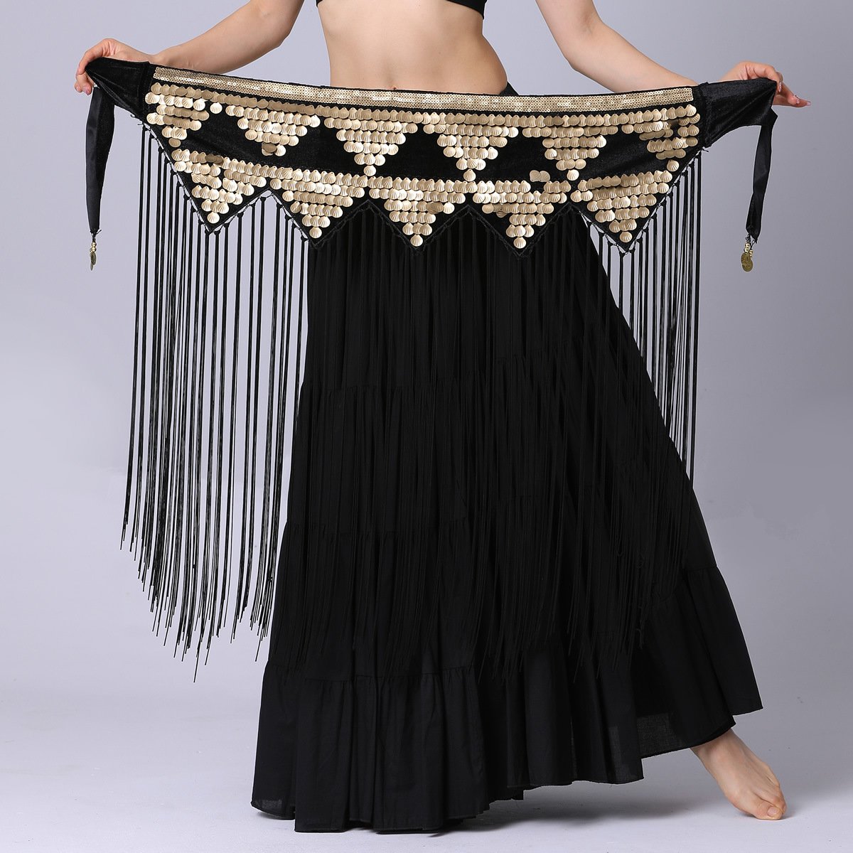 Women's exotic Sequin Fringe belly dance Performance waist chain hip belt