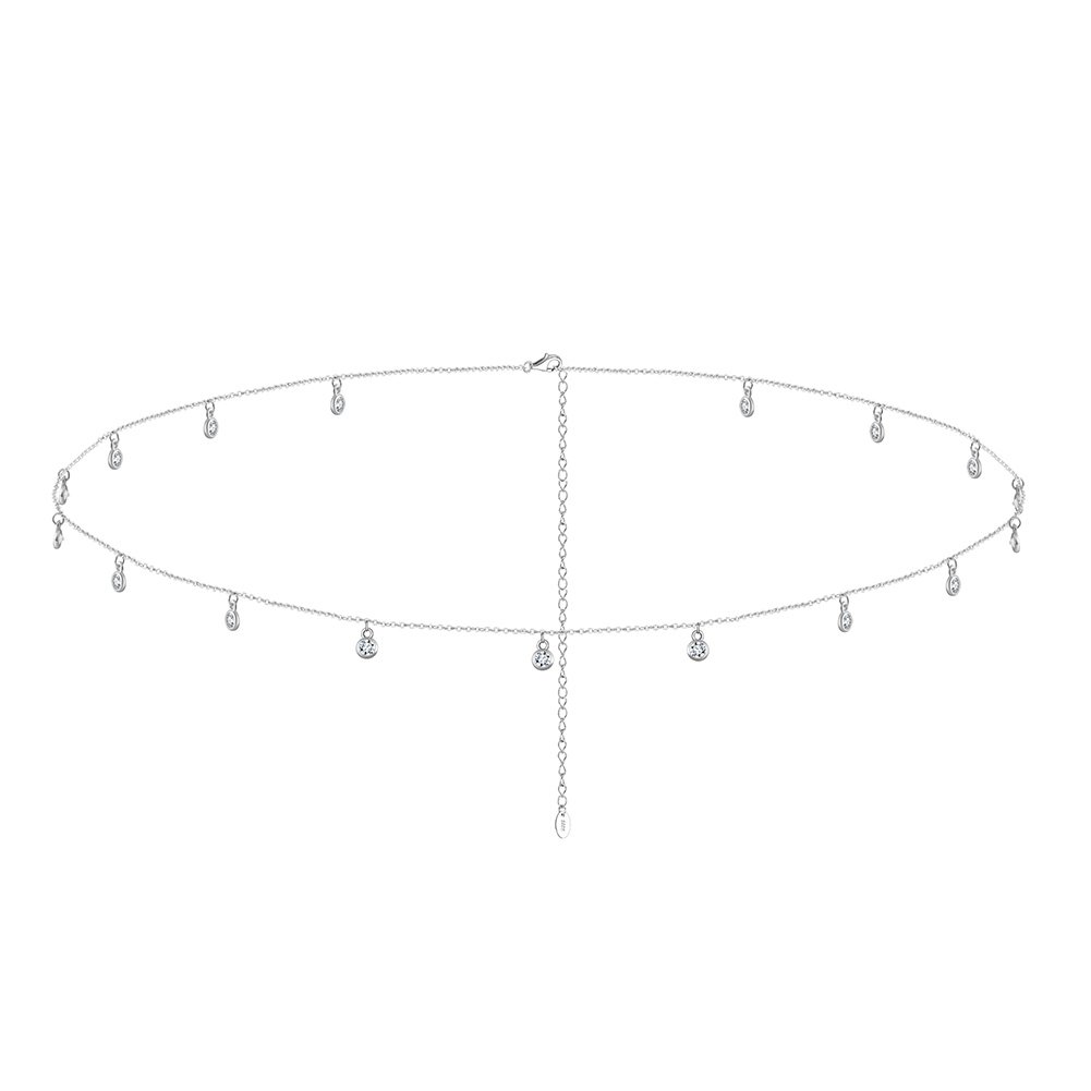 Rinntin CW01 Body Belly Chain CZ Waist Chain Adjustable Belt Sexy Bikini 925 Silver Body Chain Jewelry for Women
