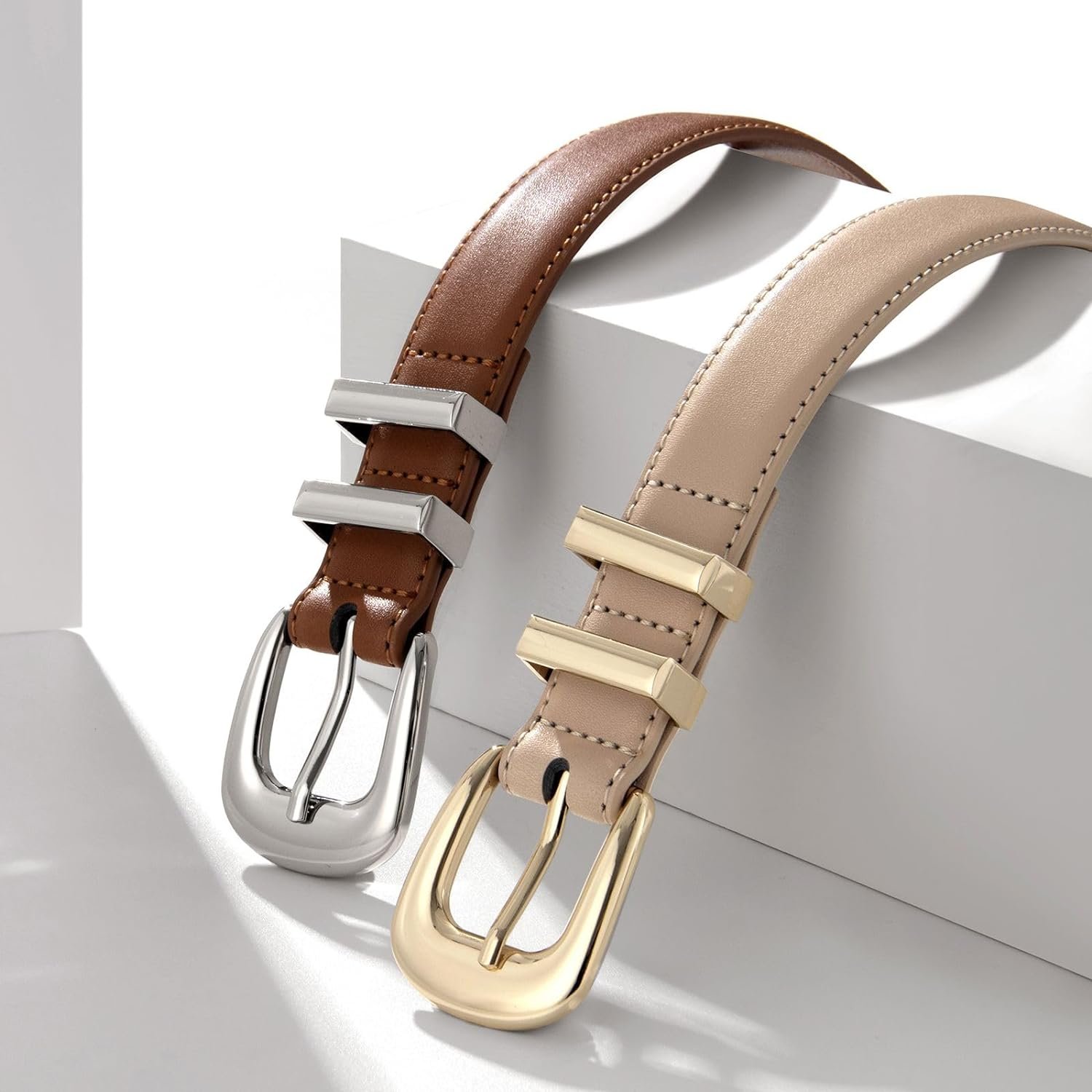 New promotion hot style Women's wide PU leather belt faux leather belt with gold buckle