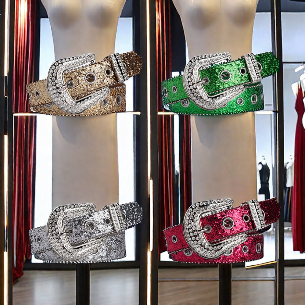 Hot-Selling Rhinestone Artificial Diamond Belt Ladies Personality Fashion Ins Dark Design Hollow Eyelet Beaded Belts
