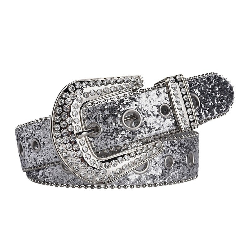 Hot-Selling Rhinestone Artificial Diamond Belt Ladies Personality Fashion Ins Dark Design Hollow Eyelet Beaded Belts