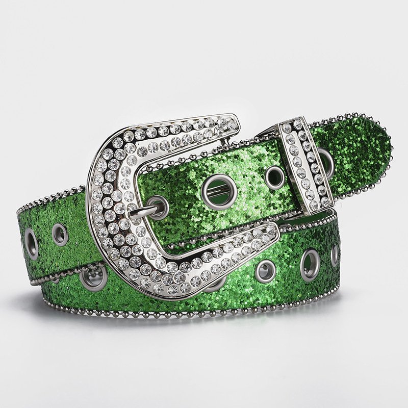 Hot-Selling Rhinestone Artificial Diamond Belt Ladies Personality Fashion Ins Dark Design Hollow Eyelet Beaded Belts