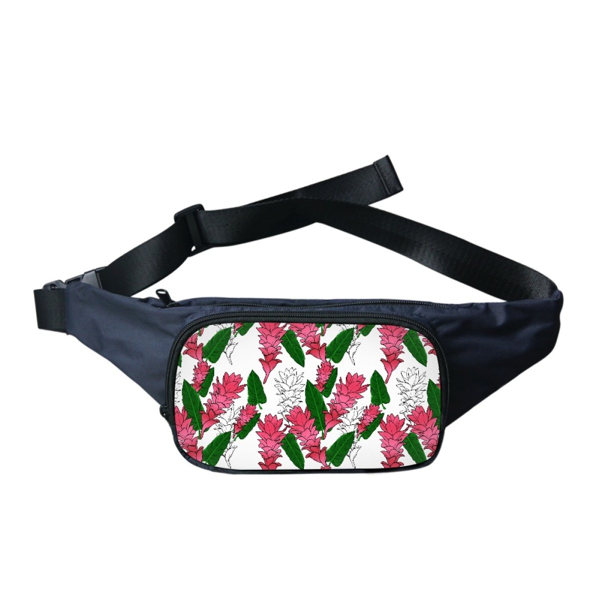 Wholesale Fashion Customization Island Fashion Hawaiian Ginger Root Printing Unisex Polyester Waist Bag Print On Demand