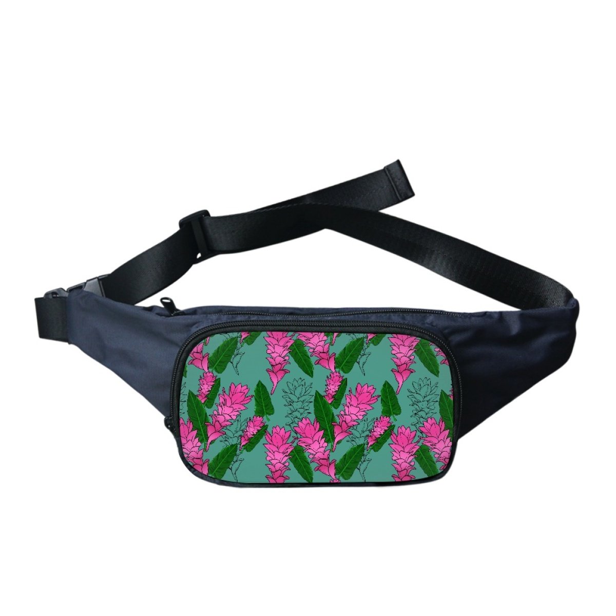Wholesale Fashion Customization Island Fashion Hawaiian Ginger Root Printing Unisex Polyester Waist Bag Print On Demand