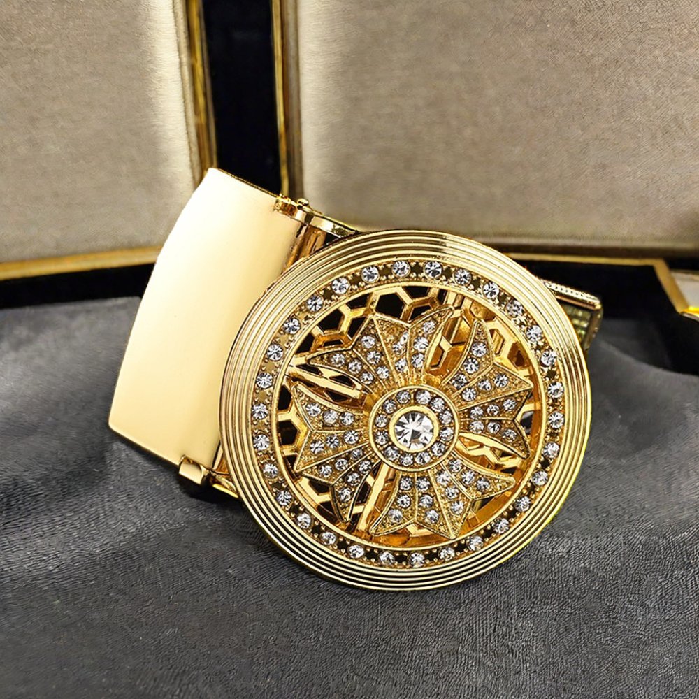 Diamond Fashion Personality Business Belt Buckle with Automatic Buckle Men's Joker Jeans Alloy Buckle