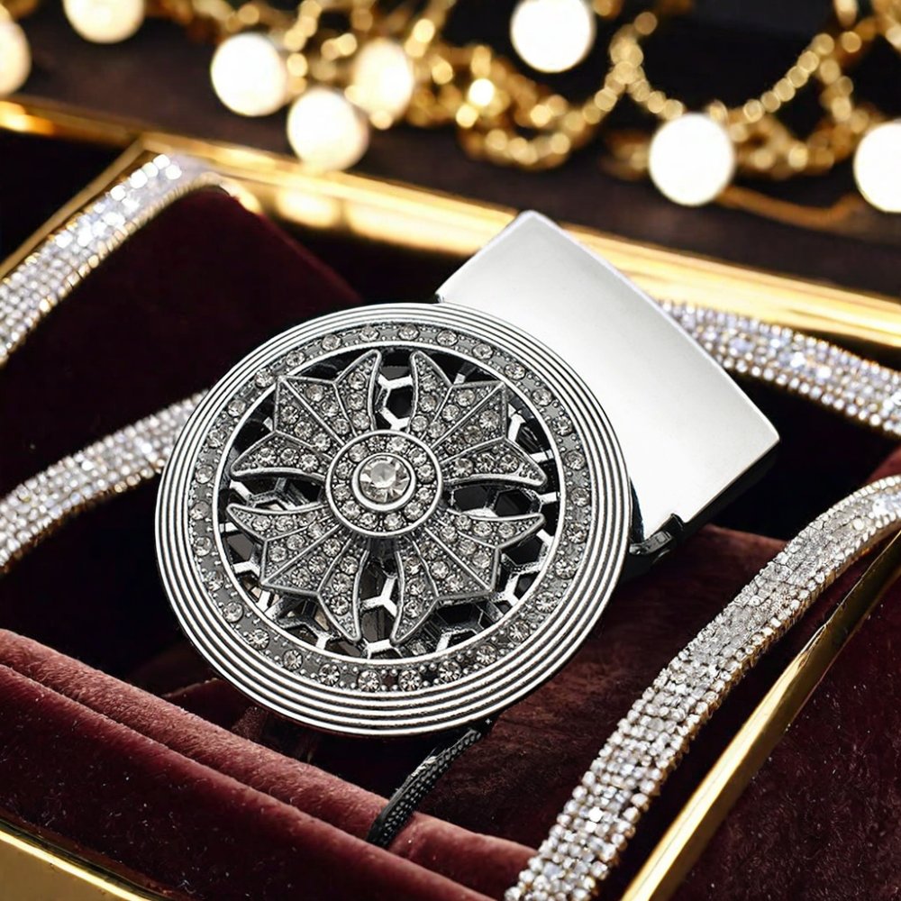 Diamond Fashion Personality Business Belt Buckle with Automatic Buckle Men's Joker Jeans Alloy Buckle