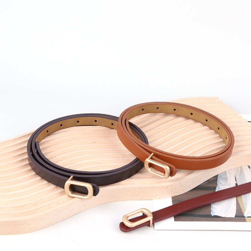 Custom Women Men Fashion Retro Metal Pin Buckle Belt Skirt Ladies Waist Chain Leather Thin Belt For Dress Decoration
