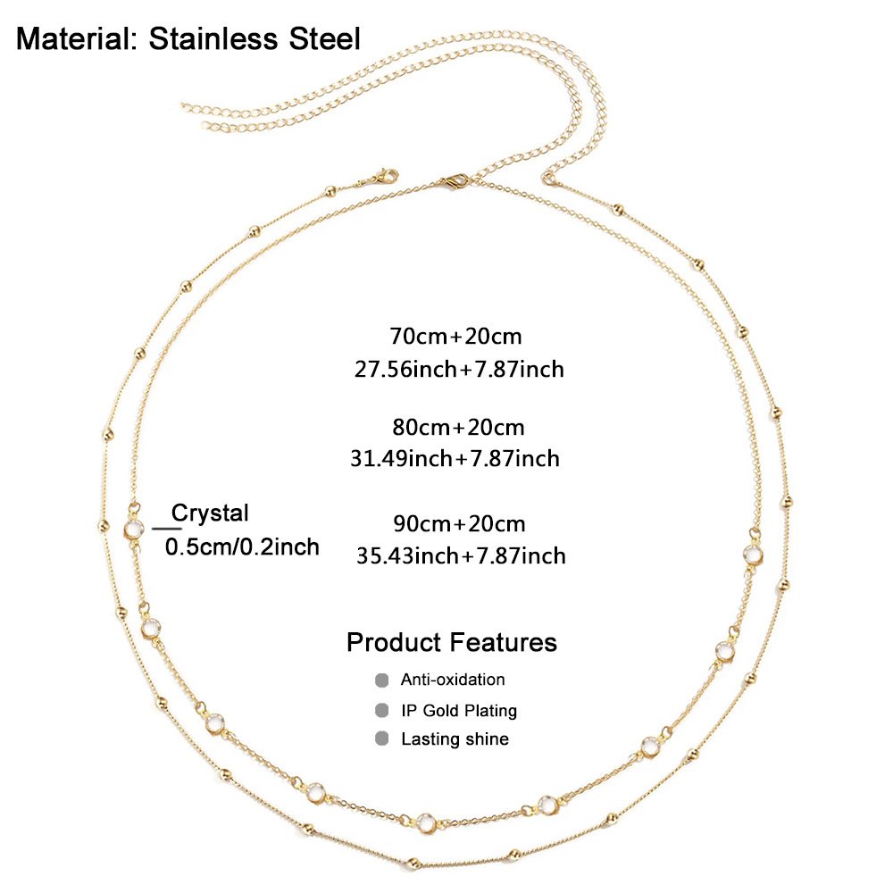 New Arrival Rhinestone Ladies Waist Chain Delicacy Stainless Steel Waist Chain Waterproof Crystal Body Chain for Women Girls