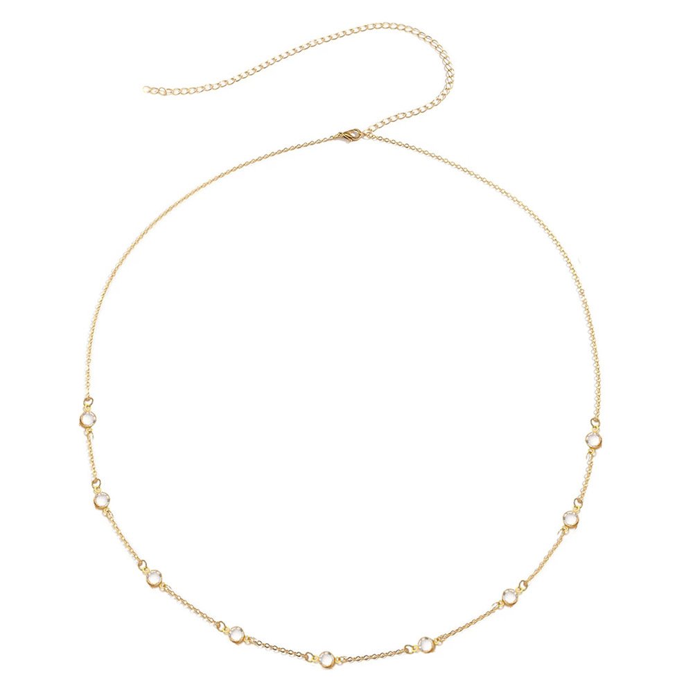 New Arrival Rhinestone Ladies Waist Chain Delicacy Stainless Steel Waist Chain Waterproof Crystal Body Chain for Women Girls