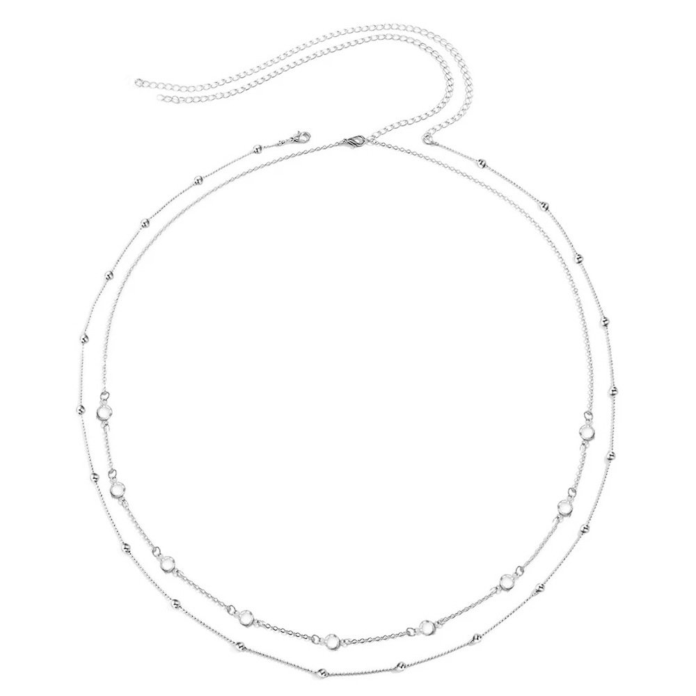 New Arrival Rhinestone Ladies Waist Chain Delicacy Stainless Steel Waist Chain Waterproof Crystal Body Chain for Women Girls
