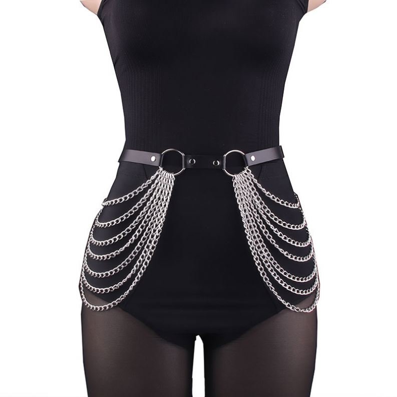 Female Fashion Wear Bar Party Show Waist Straps Belts Chain Leather body Harness Accessories tassel waist chain