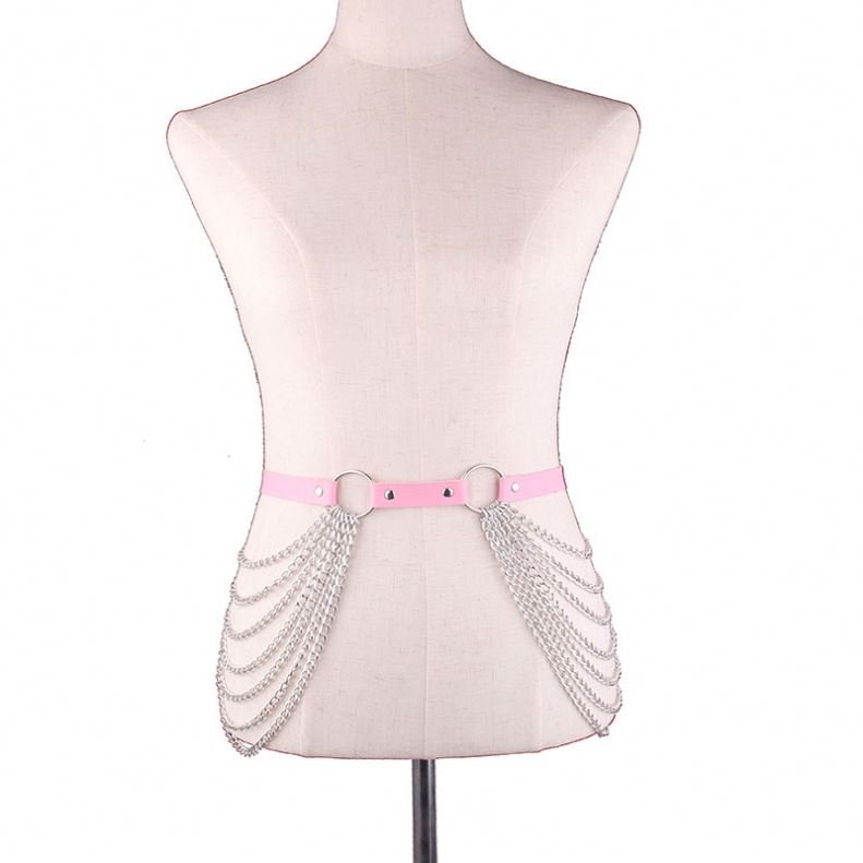 Female Fashion Wear Bar Party Show Waist Straps Belts Chain Leather body Harness Accessories tassel waist chain