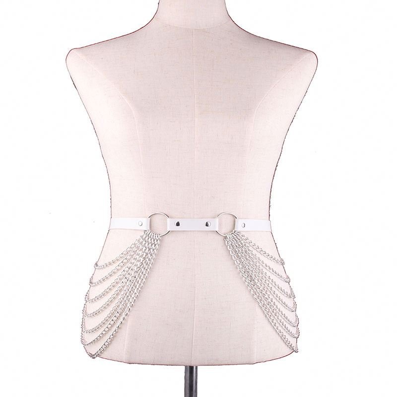 Female Fashion Wear Bar Party Show Waist Straps Belts Chain Leather body Harness Accessories tassel waist chain