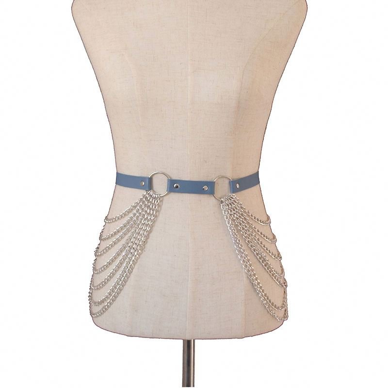 Female Fashion Wear Bar Party Show Waist Straps Belts Chain Leather body Harness Accessories tassel waist chain