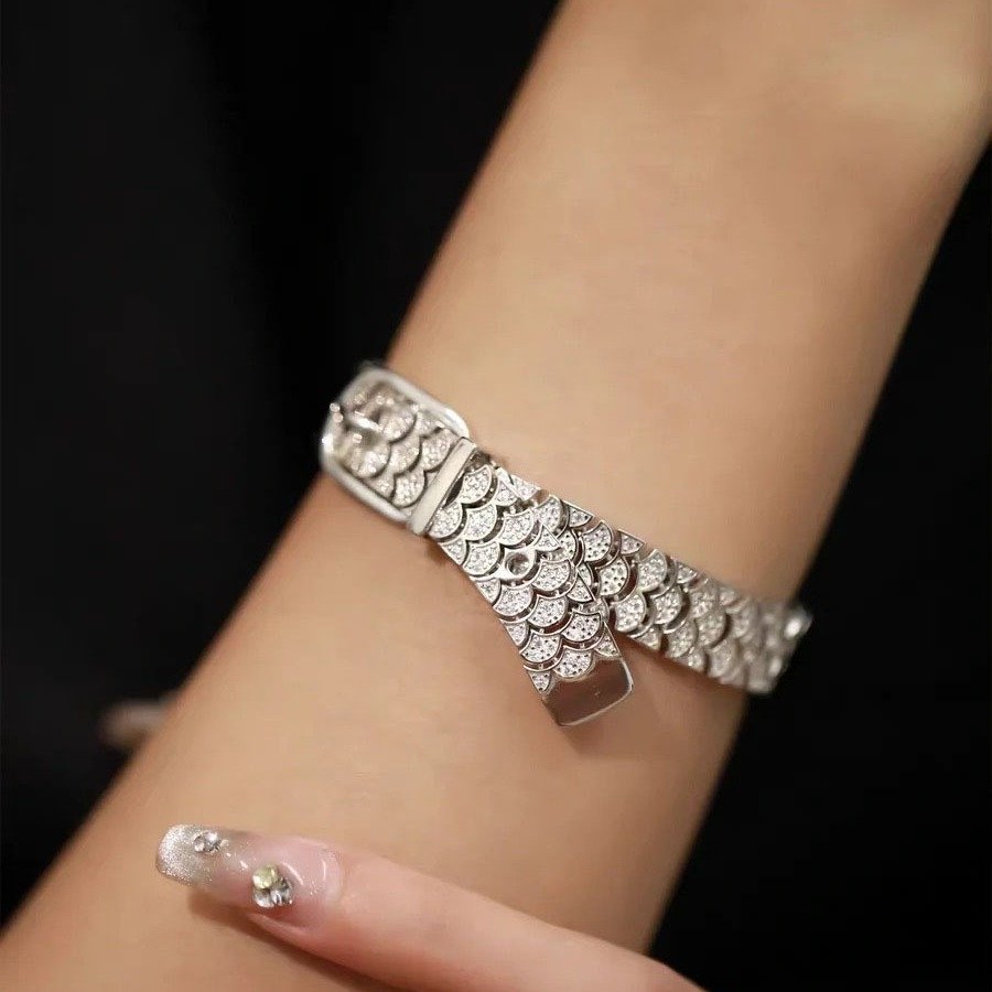 Premium High-End Adjustable Brass Bracelet Jewelry Personalize Setting Cz Zircon Watchband Belt Buckle Bracelet