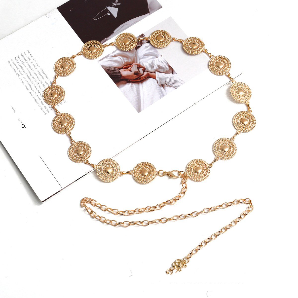 Metal waist chain hanging flower chain versatile waist belt women waist slim pants chain