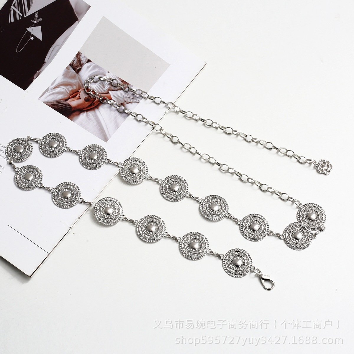 Metal waist chain hanging flower chain versatile waist belt women waist slim pants chain