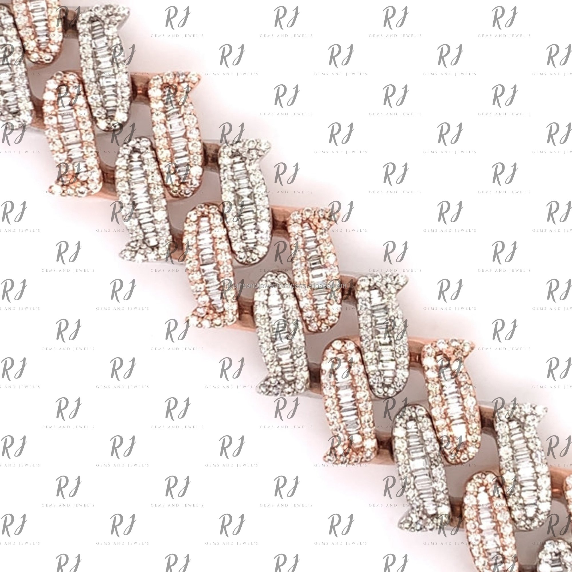 Iced Out Moissanite two tone spike chain 16.5mm Width Hip Hop Cuban Chain For Men