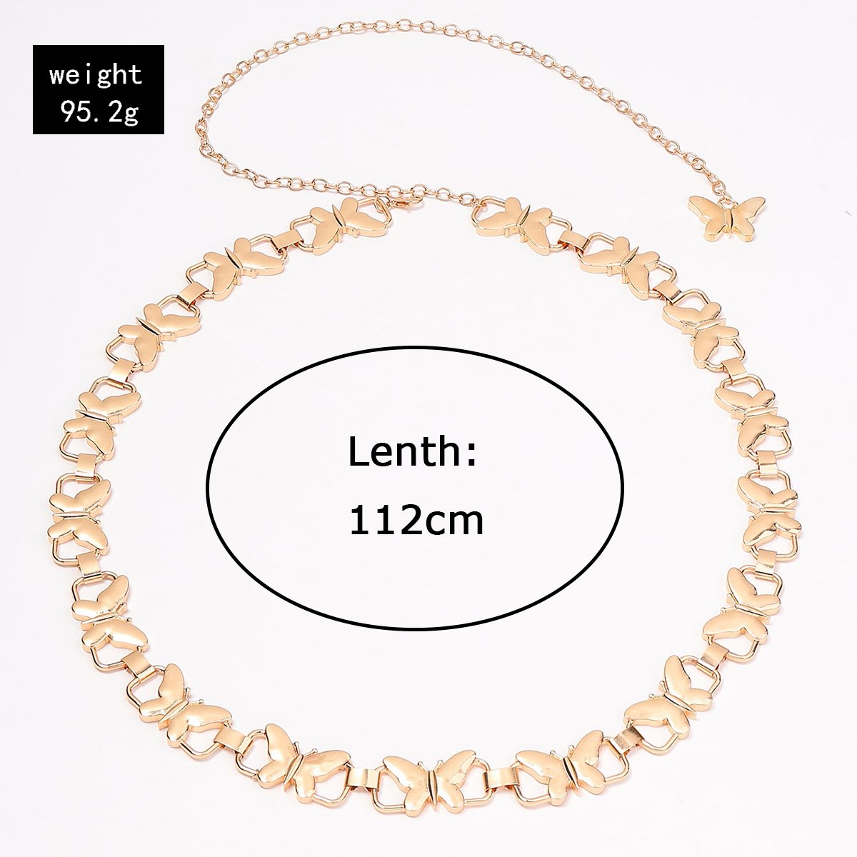 SinDlan Fashion Metal Waist Chain Belt Butterfly Belt Chain for Women Ladies 1pc